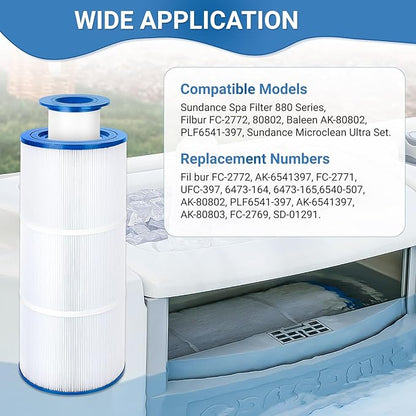 6541-397 Pool Spa Filter Cartridge Compatible with Sundance Filter 880 Series,Outer Filter 6473-165 with Inner Filter 6473-164 Hot Tub Spa Pool Replacement Cartridge