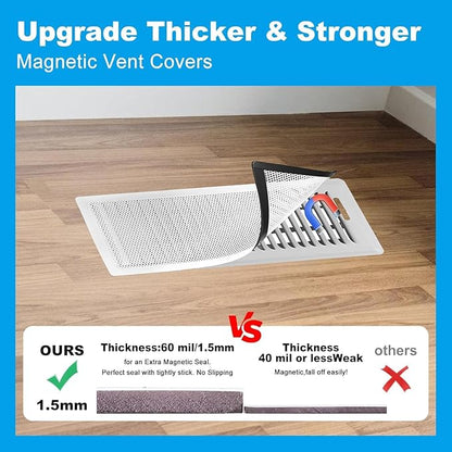4 PCS White Magnetic Vent Covers - 4.7"x10.2" Magnetic Air Vent Screen - for Floor/Wall/Ceiling Registers - Easy Install, Secure Fit - Durable(Fits Registers 5" to 6" Wx 10" to11" L)