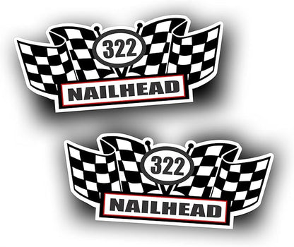 2X Engine Window Air Cleaner Sticker Decal, 322 Nailhead for Vintage Classic V8 Pro Street, Race or Muscle Car, Compatible with Buick - 5.5x2.25 inch