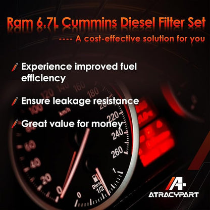 6.7 Cummins Fuel Filter Water Separator Kit Compatible with 2019–2024 Dodge Ram 2500 3500 4500 5500 6.7L Diesel Turbo Engines | Replaces 68436631AA, 68157291AA
