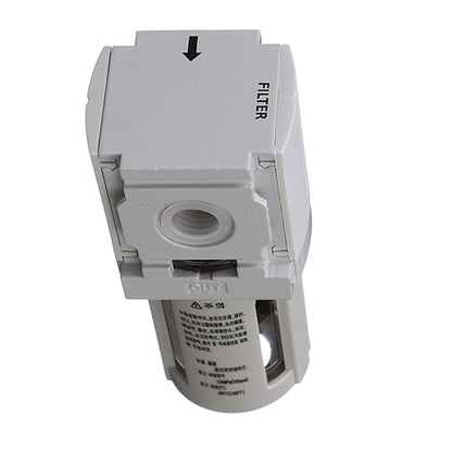 PneumaticPlus PPF2-N02B Miniature Compressed Air Particulate Filter 1/4" NPT - 5 Micron, Poly Bowl, Manual Drain, Bracket