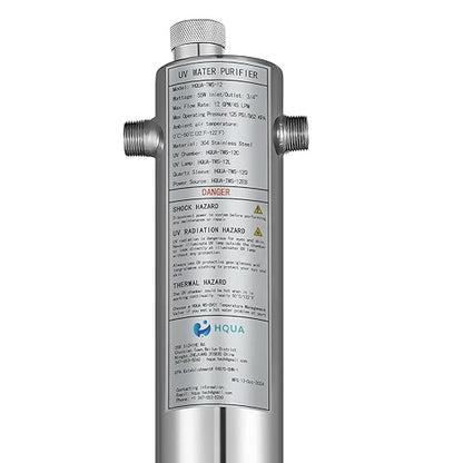 HQUA WF3-03 3-Stage Free-Standing Whole House Water Filtration System, UV Filter Included, Reduces Heavy Metals (Lead, Mercury, Copper, Nickel, Chromium), Chloramine, Sediment, Odor, and VOC’s