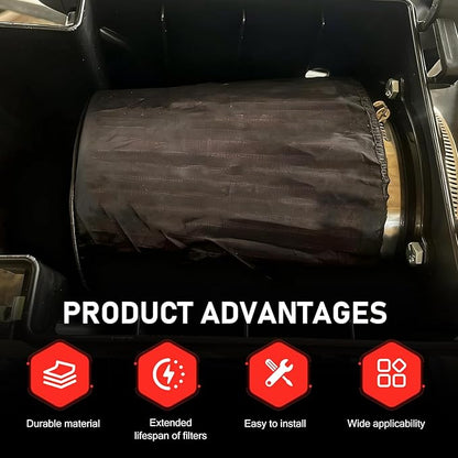 Air Filter Cover, Thickened Car Cold Air Intake Filter Dust Sock Cover, Universal for High Flow Air Intake Filters (Small, Black)