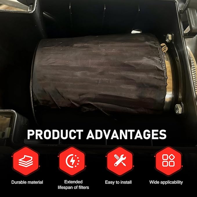 Air Filter Cover, Thickened Car Cold Air Intake Filter Dust Sock Cover, Universal for High Flow Air Intake Filters (Large, Black)