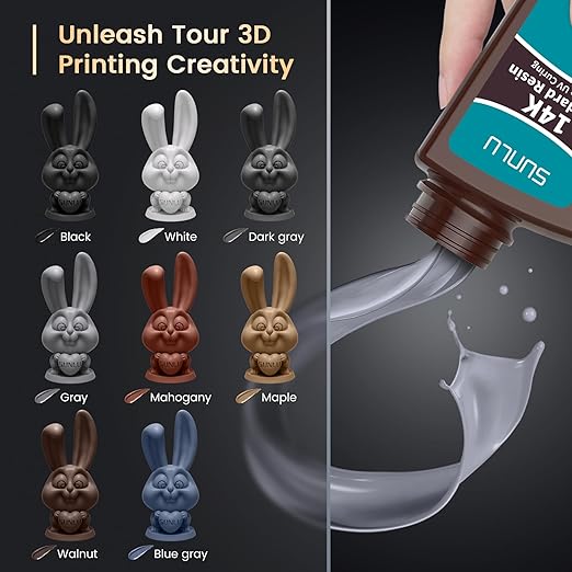 SUNLU 14K High Precision 3D Printer Resin 2KG, Standard 3D Printing Resin for Detail Printing Miniatures, Fast Curing 405nm UV Photopolymer Resin, Smooth Matte Surface, 2000G Grey