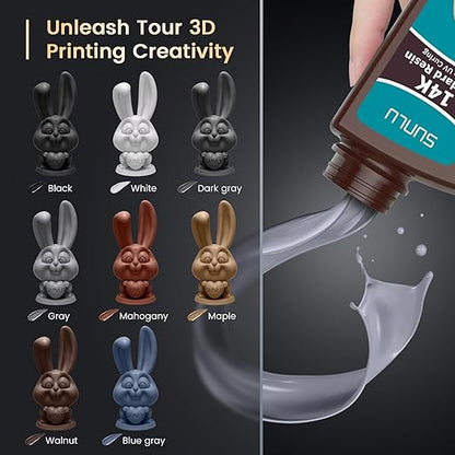 SUNLU 14K High Precision 3D Printer Resin 2KG, Standard 3D Printing Resin for Detail Printing Miniatures, Fast Curing 405nm UV Photopolymer Resin, Smooth Matte Surface, 2000G Grey