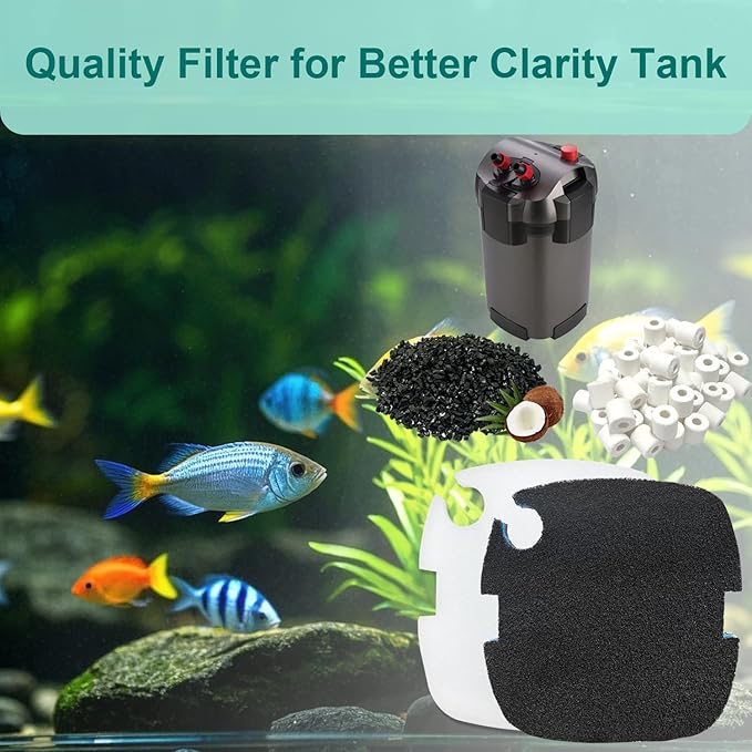 16 Packs Aquarium Filter Media Kit Compatible with MarineLand Magniflow Canister Filters C-360 and 400, Includes Activated Carbons, Ceramic Rings, Sponge Filters and Filter Pads