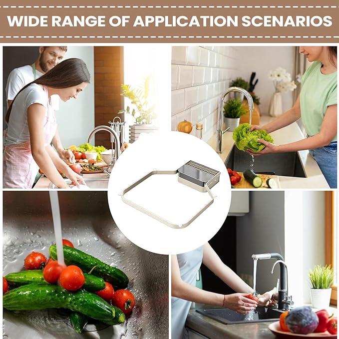 Corner Sink Strainer – PC ABS Iron Art 16.6x21.8x2cm | Foldable Basket Strainer | Sink Food Catcher | Suction Cup Drain Filter For Food Waste Disposal Scrap Collection