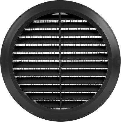 Vent Systems 5'' Inch - Black - Soffit Vent Cover - Round Air Vent Louver - Grill Cover - Built-in Mesh Screen - HVAC Vents for Bathroom, Home Office, Kitchen