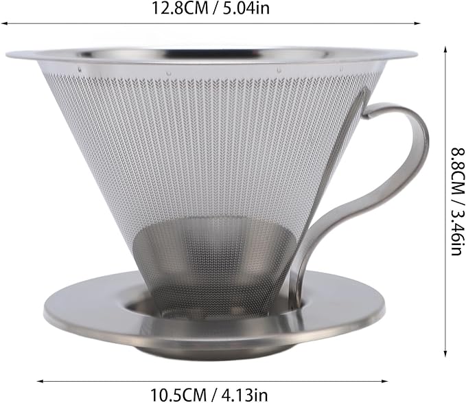 316 Stainless Steel Pour Over Coffee Dripper with 300 Mesh Filter Portable Reusable Cone for Travel Camping Brewing Tea
