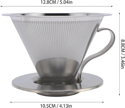 316 Stainless Steel Pour Over Coffee Dripper with 300 Mesh Filter Portable Reusable Cone for Travel Camping Brewing Tea