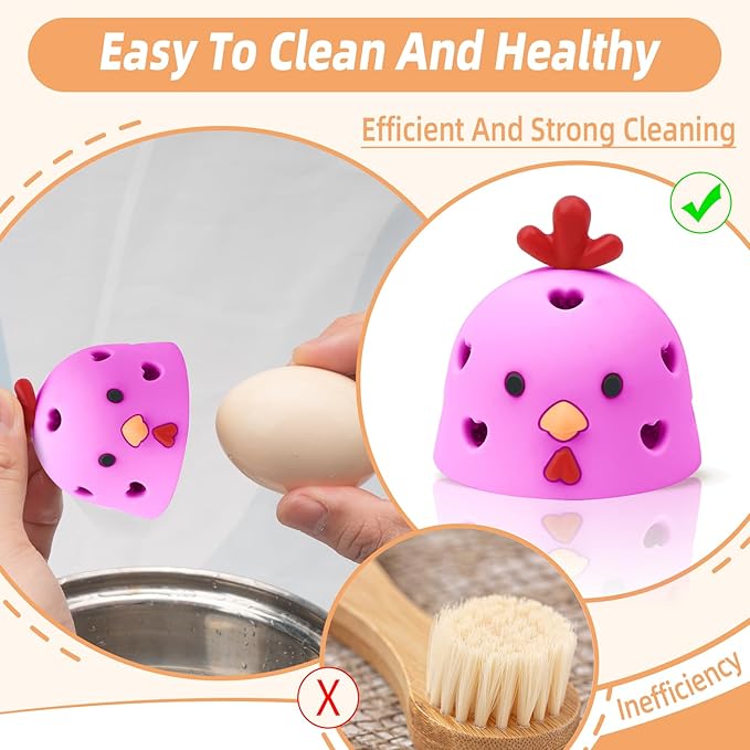 Silicone Egg Brush Cleaner, Egg Washer for Fresh Eggs, Egg Cleaner for Fresh Eggs, Egg Scrubber for Fresh Eggs, Reusable Cleaning Tools for Egg Washer (Pink)