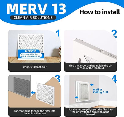 (12 Pack) 18x20x1 Furnace Air Filters, MPR 1900 & FPR 10, MERV 13 Pleated Air Filter (Actual Size: 17.75" x 19.75" x 0.75")