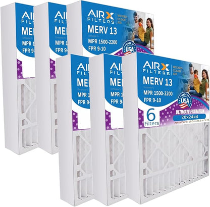 AIRX FILTERS WICKED CLEAN AIR. 20x24x4 Air Filter MERV 13 Electrostatic Pleated Air Conditioner Filter 6 Pack HVAC AC Furnace Filters