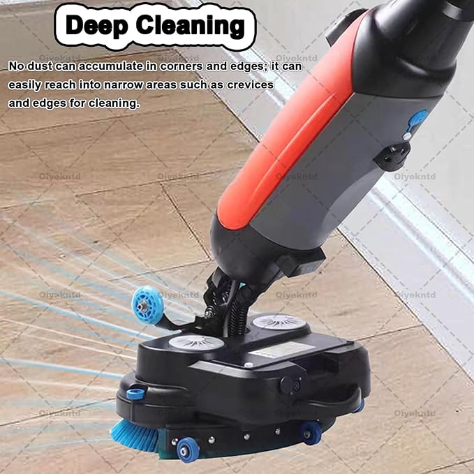 Commercial Floor Scrubber Machine Lightweight Electric Floor Cleaner with 17" Cleaning Width, Rotary Double Brushes, 360° Rotating Head, Efficiently Scrubs The Floor and Leaves it Dry Red