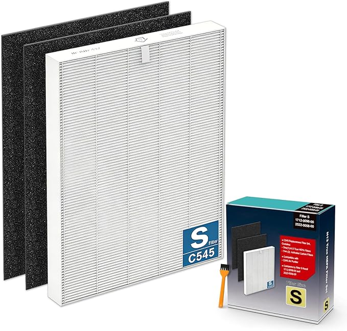 C545 HEPA Replacement Filter S Compatible with Winix C545 Air Purifier, Replaces Part 1712-0096-00 and 2522-0058-00, 1 HEPA Filter + 2 Activated Carbon Filters