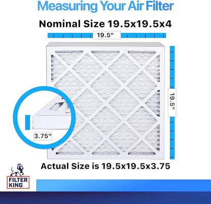 Filter King 19.5x19.5x4 Air Filter | 4-PACK | MERV 8 HVAC Pleated A/C Furnace Filters | MADE IN USA | Actual Size: 19.5 x 19.5 x 3.75"