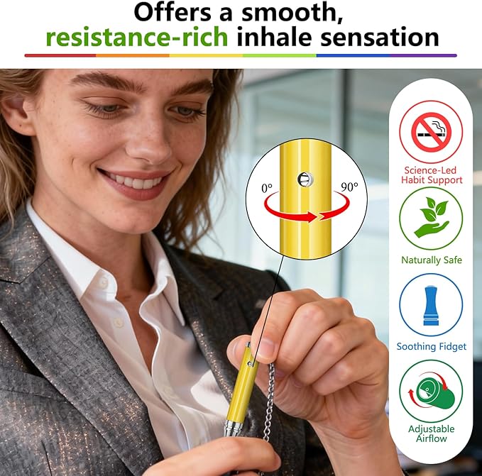 ASTOFLI Breathing Necklace for Anxiety Relief – Flavored Air Breathe Necklace, Breath Free Stress Relief Device with Flavor, Meditation Jewelry Gifts for Women and Men, Stainless Steel