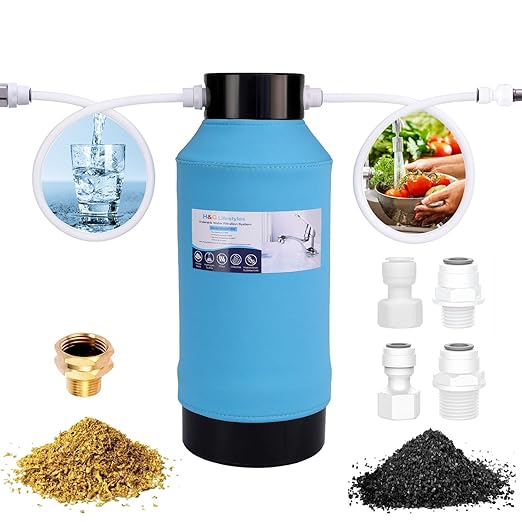 H&G Lifestyles Under Sink Water Filter System,Reduces PFAS, PFOA/PFOS, Lead, Chlorine, Bad Taste & Odor,with NSF 42/53 KDF GAC,with 3/8" Quick Connection Easy Installation,300,000 Gallons