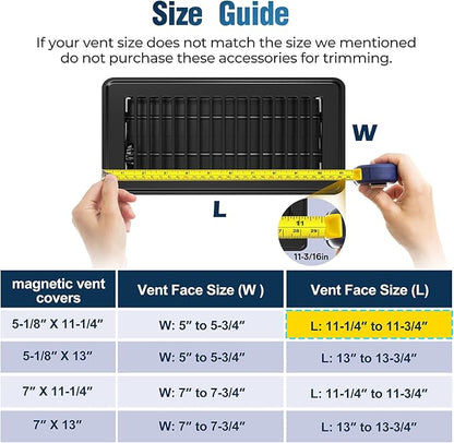 Magnetic Vent Covers with Vent Screen 5.1x13 Inch, Black Mesh Vent Covers for Floor, Wall, Ceiling Air Vents to Block Dust, Pet Hair, Fits Standard HVAC Floor Registers in Home, RV, 3 Pack