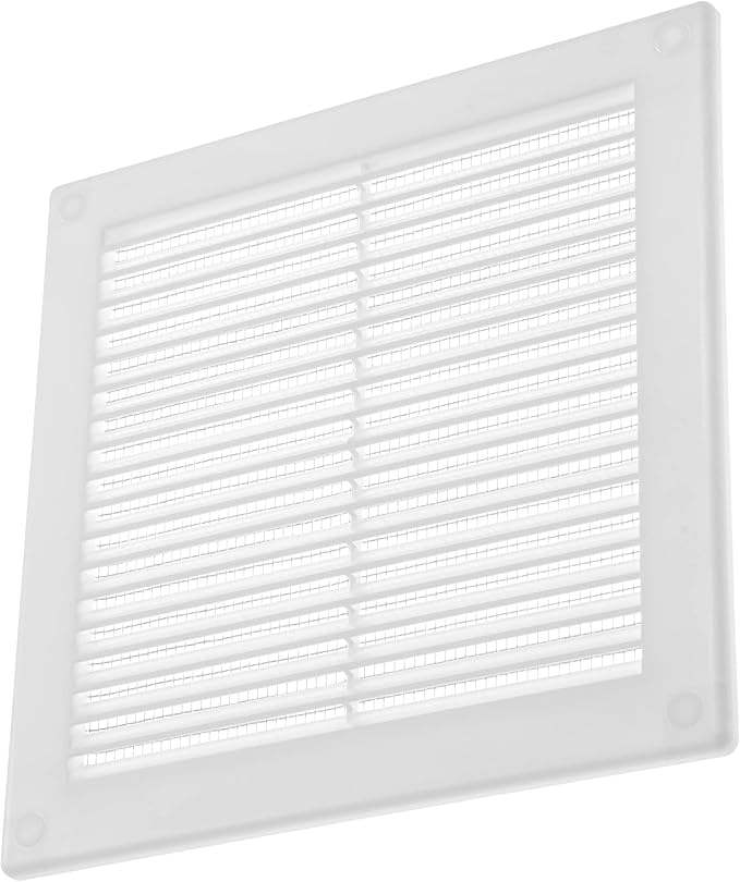 Vent Systems 6" x 6" Inch (Opening Dimensions) White Plastic Soffit Vent Cover - Durable Flat Square Air Vent Grille with Mesh Screen - Weather Ventilation Grill Wall & Ceiling Indoor & Outdoor