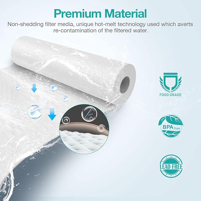 SimPure 5 Micron 10" x 2.5" Whole House Sediment Water Filter Cartridge Replacement for 10 inch RO Unit, Compatible GE FXUSC, Culligan P5, Aqua-Pure AP110, WFPFC5002, CFS110, WHKF-GD05, (Pack of 4)