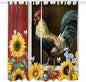 Chicken Sunflowers Living Room Curtains 84 Inch Length, Window Curtains Tab Top, Farmhouse Animals Red Barn Bees Light Filtering Window Treatments Drapes 52"x84" 2 Panel