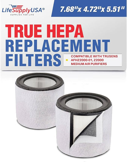 True HEPA + Carbon + Pre-Filter Replacement for AFHZ2000-01 | Fits TruSens Z-2000 Medium Air Purifier -360� 3-Stage - (2-Pack) by LifeSupplyUSA