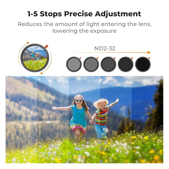 K&F CONCEPT 77mm Black Diffusion Mist Effect 1/4 & Variable ND2-32(1-5 Stops) & Circular Polarizing Filter CPL-in 1 Lens Filter with 18 Multi-Coatings for Camera Lenses (K-Series)