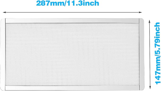 287mm 140mm x 2 PC Fan Dust Mesh Filter 11.3inch x 5.79inch PVC Computer PC Case Dust Proof Filter Cover Magnetic White 2-Pack