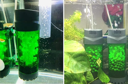 Fluidized Moving Bed Filter Bubble Bio Media Reactor for Aquarium Fish Tank with Air Stone and Sponge Filter