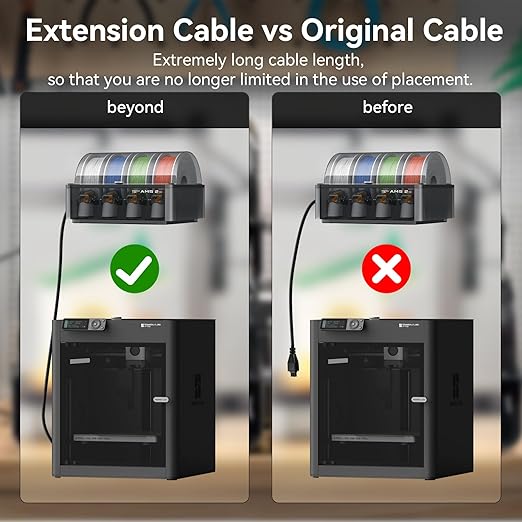 1.5M 6Pin AMS Extension Cable, 24AWG Copper Core Extension with Magnetic Ring Filter Compatible with Bambu Lab X1C/X1/X1E/P1P/P1S AMS-Lite 3D Printers(Not for A1/A1 MINI AMS Series)