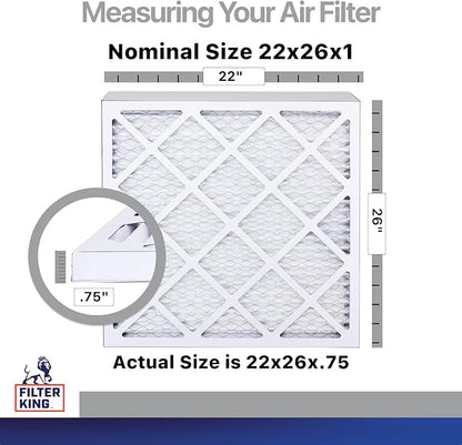 Filter King 22x26x1A Carbon Air Filters | 4 Pack | Carbon MERV 8 HVAC Pleated AC Furnace Filter | Actual Size: 22 x 26 x .75"