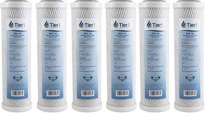 Tier1 5 Micron 10 Inch x 2.5 Inch | 6-Pack Whole House Carbon Block Water Filter Replacement Cartridge | Compatible with Pentek EP-10, 42-34373, 155531-43, CB-25-1005, MAXETW-975, Home Water Filter