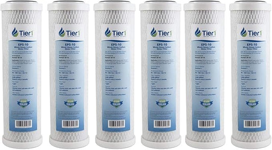 Tier1 5 Micron 10 Inch x 2.5 Inch | 6-Pack Whole House Carbon Block Water Filter Replacement Cartridge | Compatible with Pentek EP-10, 42-34373, 155531-43, CB-25-1005, MAXETW-975, Home Water Filter
