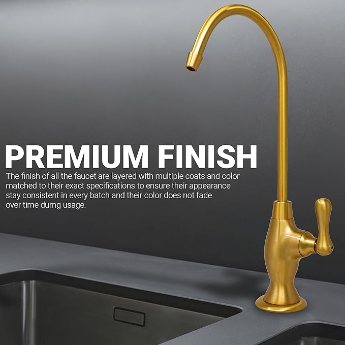 Metpure Non-airgap RO Faucet Reverse Osmosis Drinking Water Filtration System Water Dispenser Spout (Classic Bronze). Vase Style with Faucet Wrench.