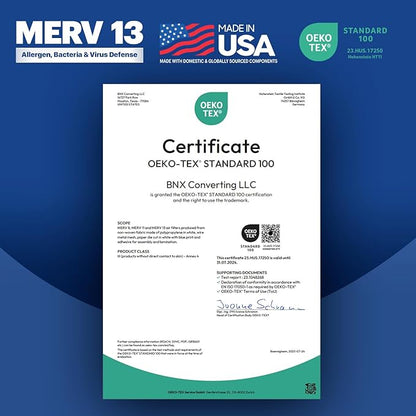 BNX TruFilter 20x24x2 Air Filter MERV 13 (4-Pack) - MADE IN USA - Electrostatic Pleated Air Conditioner HVAC AC Furnace Filters for Allergies, Pollen, Mold, Bacteria, Smoke, Allergen, MPR 1900 FPR 10