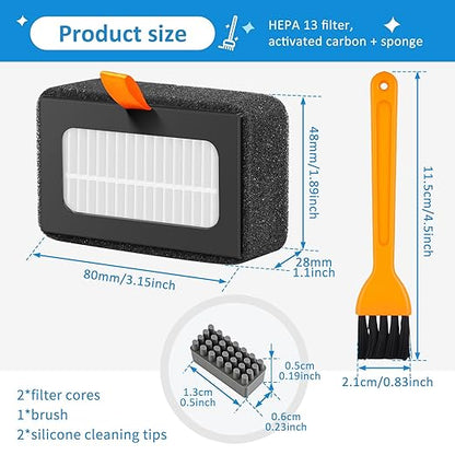 2 Pcs P1S HEPA Filter for Bamboo Lab, 13 Activated Carbon Combo Air Filters Replacement, Dual-Layer 3D Printer Filter Accessories with Silicone Nozzle Brush and Cleaning Brush for X1/P1 Series