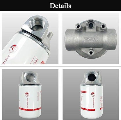 1 Inch NPT Fuel Tank Filter Kit, High Flow Fuel Filter 25 GPM 30 Micron Spin-on Cartridge Style Particulate Filter Compatible With Diesel Transfer Pump