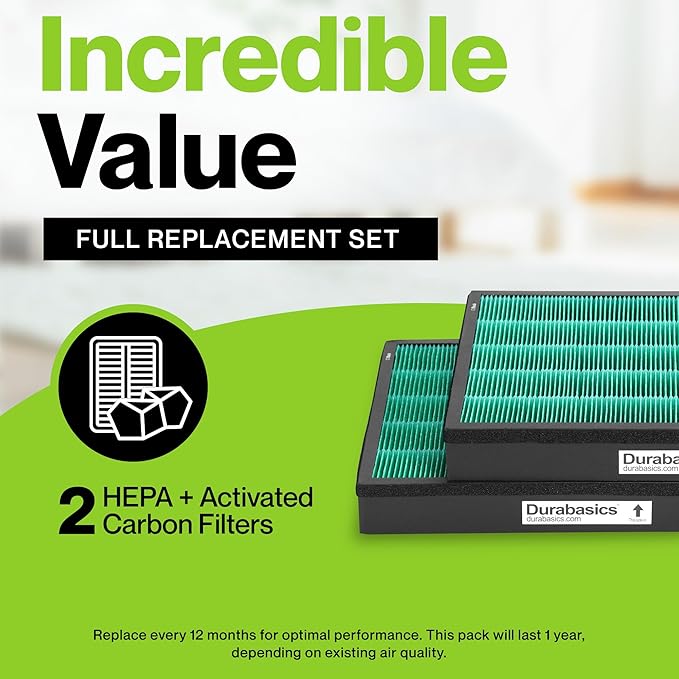 Durabasics Replacement Compatible with 400/400S Airmega Max 2, High Performance HEPA and Activated Carbon Filter for Air Purifier, 2-Pack