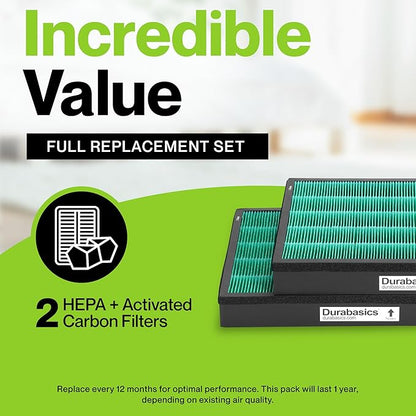 Durabasics Replacement Compatible with 400/400S Airmega Max 2, High Performance HEPA and Activated Carbon Filter for Air Purifier, 2-Pack