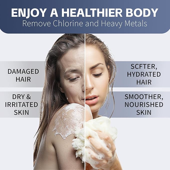 25-Stage Handheld Shower Water Filter with KDF 55 - Advanced Remove Heavy Metals and Chlorine, Leak-Proof Aluminum Design, Suitable for Sensitive Skin and Hair Care