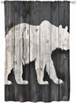 Sheer Curtains 72 Inches Long, White Brown Bear Semi Sheer Curtains Light Filtering Window Treatment, Farmhouse Country Rustic Wooden Grain Privacy Voile Drapes for Living Room Bedroom 52x72 Inch