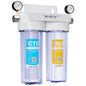 Max Water 2 Stage (Sediment, Odor & Improving Taste) Whole House 10 inch, Standard Water Filtration System with Pressure Gauge - Clear Housing - Sediment + CTO - ¾ Inlet/Outlet