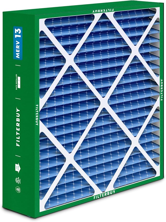 Filterbuy 16x22x5 Air Filter MERV 13 Optimal Smoke & Allergy Defense (2-Pack), Pleated HVAC AC Furnace Filters for Amana, Coleman, Goodman, York, and More (Actual Size: 15.38 x 21.88 x 5.25)