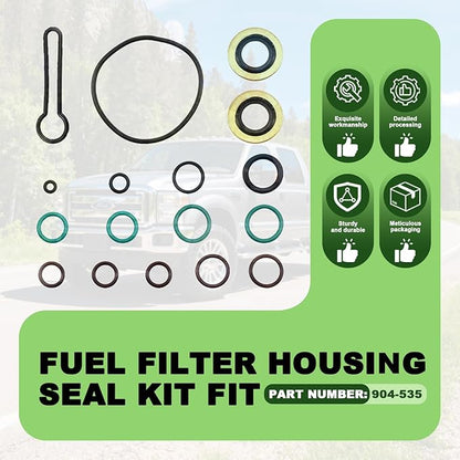 Fuel Filter Housing Seal Kit Fit for Ford Excursion F-250 F-350 F-450 F-550 Super Duty 2003-2007 Replace 904-535