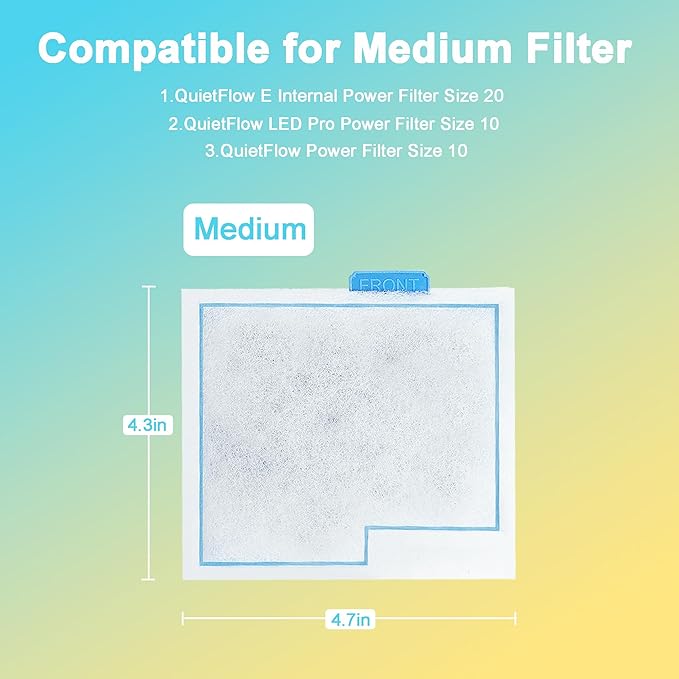 8 Pack Medium Fish Filter Cartridges Replacement Compatible with Aqueon QuietFlow LED PRO Power Size 10/E Internal Power 20 Filter/Zilla Size 20(Extra 4pcs Pads)