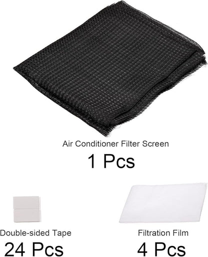 PATIKIL 47" x 39" Air Conditioner Air Filter Material, Plastic Dustproof Filtering Screen with Filtration Film for Air Conditioning, Black