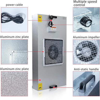 HEPA H14-Filter Laminar Flow Hood Updated FanFilter Unit（Include HEPA Filter）100/ISO Class 5 Cleanroom/Laboratory/Cleanroom/Mushroom Room, Laminar Air Flow Hood(46.2"x22.6"110V)