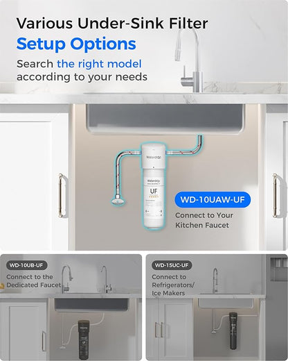 Waterdrop 10UAW-UF 0.01 μm Ultra Filtration Under Sink Water Filter System, 1 Year, Reduces Lead, Chlorine, Bad Taste & Odor, Direct Connect to Kitchen Faucet, USA Tech
